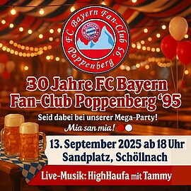 Banner 30 jähriges Jubiläum FC Bayern Fan-Club Poppenberg '95