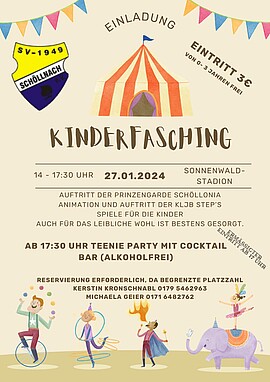 Banner Kinderfasching im Sonnenwaldstadion